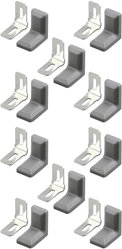 Hoeksteunen voor Planken, 10 Stuks L-vormige Hoekbeugels voor Houten Planken, 90 Graden Hoeksteunen, Metalen Planksteunen met Plastic Bescherming voor Stabiliteit en Ondersteuning