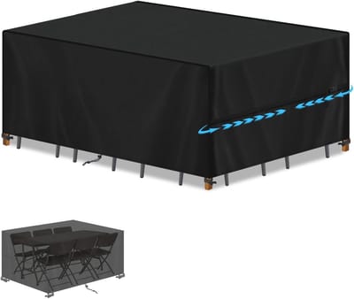 Famanu - Tuinmeubelhoes Waterdichte Beschermhoes voor Tuintafel Tuinset Beschermhoes 420D Oxford UV Bestendig Winddicht Afdekhoes Tuintafelhoes Afdekking voor Tuinmeubelen 160x100x75cm