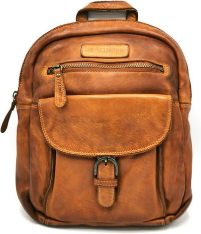 HillBurry Rugzak Gewassen leer Cognac 24,5cm x 29cm - Stoer en Praktisch!
