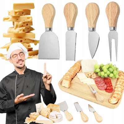 Set van 4 Kaasmesjes - Houten Handvat - Hapjes - Tapas - Kaas - Borrel