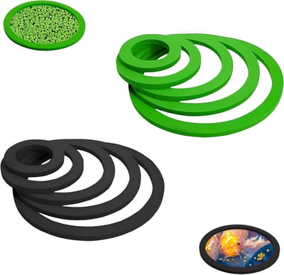 Floating Plant Ringen voor Aquarium - 10 Stuks Drijvende Bead Ringen, Visvoer Ringen in 5 Maten, Zwart & Groen