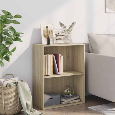 vidaXL - Boekenkast - 2 - schappen - 60x30x76,5 - cm - bewerkt - hout - sonoma - eiken
