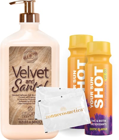 Devoted Creations - Velvet and Sandal + 2 Your Sun Shots + 2 Verfrissingsdoekjes