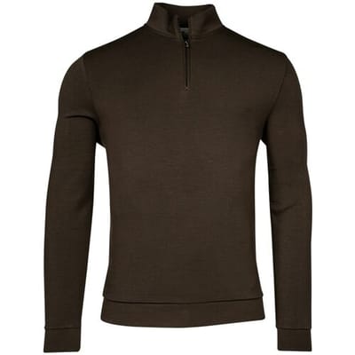 Thomas Maine Trui Sweatshirt Half Zip Doubleface Non Brushed Donker Bruin / male