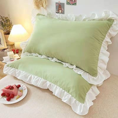 Prinsessenkussenslopen met ruches, kussensloop in verschillende maten, comfortabele kussensloop voor volwassenen en kinderen 1Pcs 35x55cm lichtgroene kleur