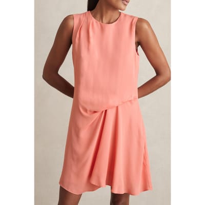 Reiss Short Drape Dress Coral Size: 10 | Mini Dresses Outlet | Dames | Blauw