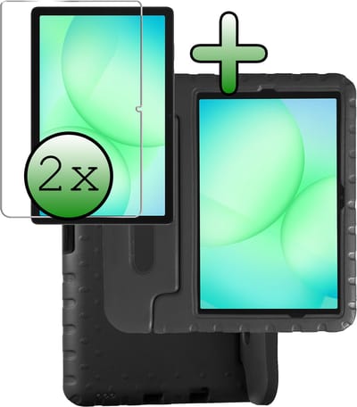 Hoesje Geschikt voor Samsung Galaxy Tab A11 Plus / A9 Plus - Met 2x Screenprotector - Kinderhoes Shockproof Bumper - Kidsproof Case - Tablet Hoes - Kinder Hoes Cover - Zwart