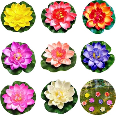 Dailygoods- Waterlelies Kunstmatig - 8 Stuks - 10 cm Lotusbloem - Drijvend voor Vijver/Aquarium - Zacht/Duurzaam - Onderhoudsvriendelijk - Kunstplant
