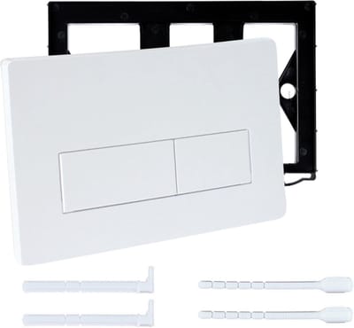 WC Bedieningsplaat - Spoelpaneel Vervanging - Toilet Reparatie - Waterbesparend Dubbelspoel - 25.5 x 17.3 cm - Wit