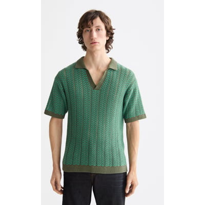 Scotch & Soda Open Structured Knitted V-neck Polo Thyme Taglia: S | Maglioni a maglia Outlet | Uomo