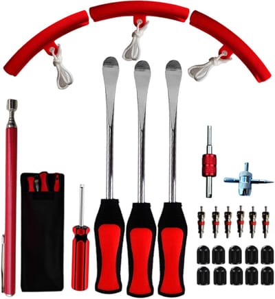 longziming Velgbeschermer & Bandenlepel Set – 26-delig – 29,5 cm – Ventielgereedschap Inclusief – Voor Fiets, Motorfiets & Autobanden – Stalen Gereedschap