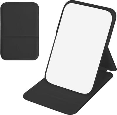 Reisspiegel, opvouwbare spiegel met corticale lade, zakspiegel, make-upspiegel voor kinderen, kleine spiegel, draagbare super HD-spiegel, ultradunne en duurzame spiegel, voor thuis en op reis (zwart)