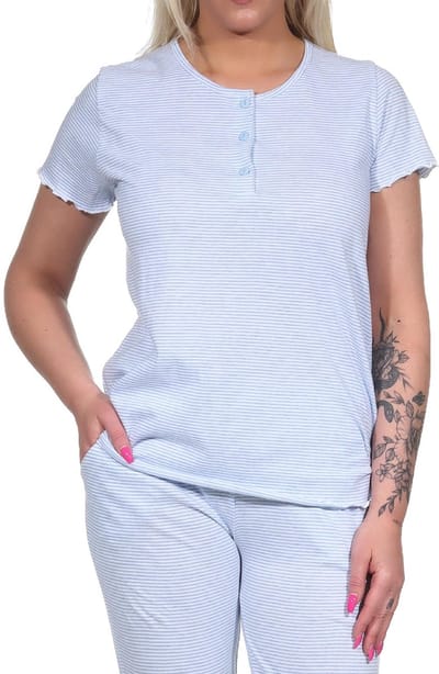 Dames pyjama Top T-shirt met korte mouw mix & match in streepjes look - 122 220 90 903