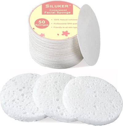 Gezichtssponzen Set - Reinigingssponzen - Dagelijkse Reiniging - 100% Natuurlijk Cellulose - 50 Stuks - Natuurlijk