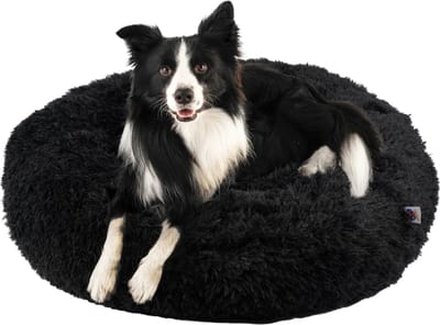 Pet Perfect Donut Hondenmand 80 cm – Fluffy Hondenkussen – Wasbaar - Zwart