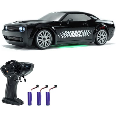 Voiture de drift télécommandée, 1:Voiture jouet électrique 4WD 2,4 G, véhicule de course rechargeable avec lumières 3 3 Battery noir