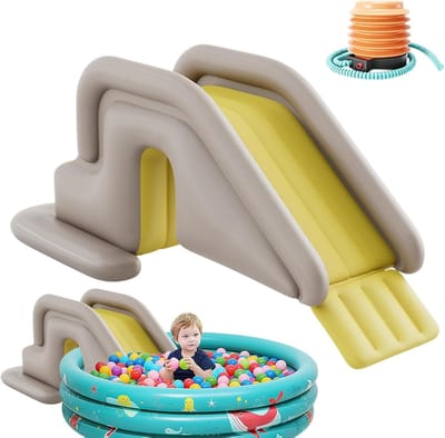 Waterglijbaan Zwembad - Opblaasbare Glijbaan - Buiten Plezier - Kantelbestendige Basis - 200 x 80 x 85 cm - Geel