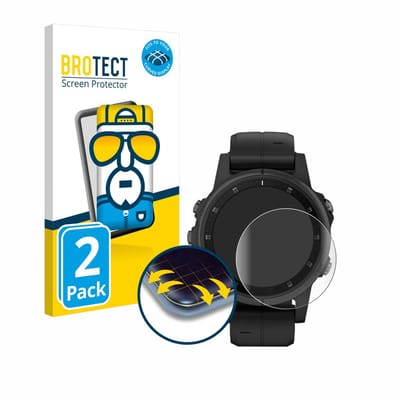 BROTECT - Screenprotector voor Garmin Fenix 5S Plus (42 mm) - Folie Beschermfolie transparant volledig dekking - 2 Stuks