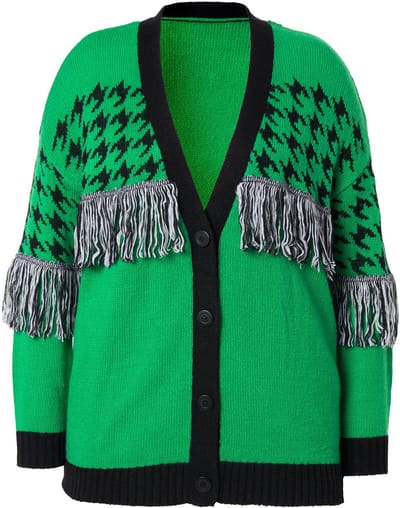 Angel of Style - Dames - Vest oversized pied-de-poule franjes lange mouwen - Groen - Maat 46+