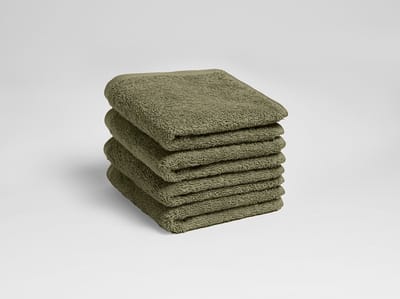 Yumeko gastendoekjes terry olive groen 30x50 - 4 st - Hotelkwaliteit - Bio, eco & fairtrade