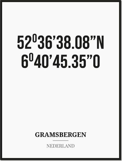 Poster/kaart GRAMSBERGEN met coördinaten