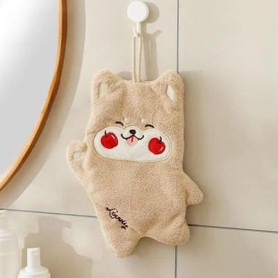 Dubbele laag handdoek hangende cartoon vierkante sjaal dikke absorberende handdoek koraal fluwelen dubbele laag schattige tong handdoek