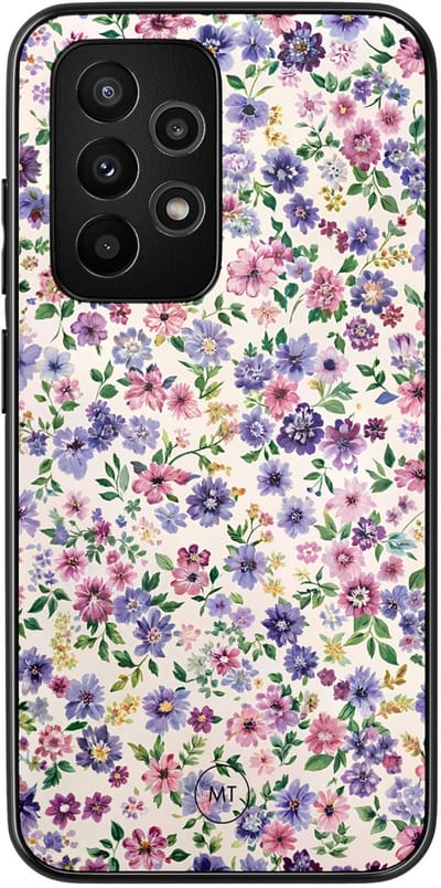 Hoesje geschikt voor Samsung Galaxy A52 5G - Paarse bloemen - TPU Hard Case Backcover - Paars - Mooie Telefoonhoesjes