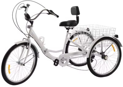 Driewieler Opulence 24 Inch - 7 versnellingen - Fiets voor volwassenen en senioren - Opvouwbare Trike - Met mand en LED Verlichting - Wit