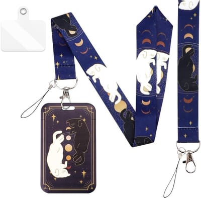 Unieke Lanyard met ID Houder voor Dierenliefhebbers, Perfect voor Werk, School en Dagelijks Gebruik (Donkerblauw)