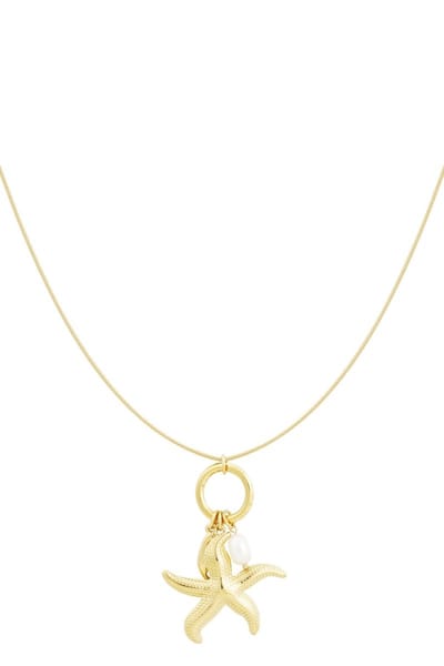 Bijoutheek Collier Schelp Zeester Parel Goud