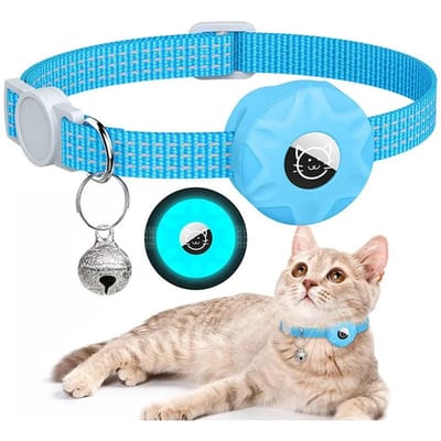 Huisdier Halsband voor Air Tags Katten Reflecterende Halsbanden Houder met Bel voor Kleine Honden Dropship blue