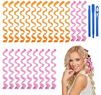 Haarrollers voor lang haar - 24 stuks 50cm spiraalkrulspelden voor golvende stijlen met stylinghaken