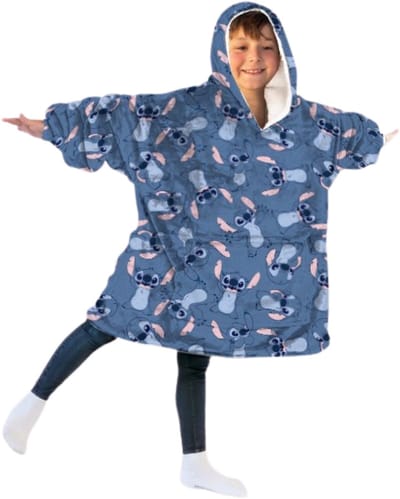 Stitch hoodie poncho blauw 7 - 14 jaar - polyester