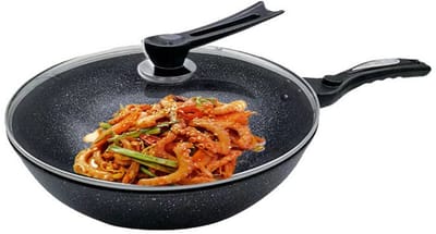 Alora Wokpan - 32 cm - Glazen Deksel - Spatel - Wok - PFAS Vrij - Wokken - Geschikt voor alle hittebronnen
