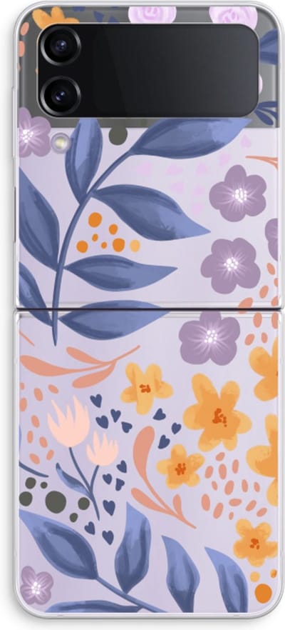 Case Company® - Hoesje geschikt voor Samsung Galaxy Z Flip4 hoesje - Flowers with blue leaves - Soft Cover Telefoonhoesje - Bescherming aan alle Kanten en Schermrand