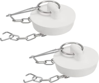 Badstoppers Rubber - Afvoerpluggen Keuken - Water Dicht Houden - Met Trekring Ketting - 38-39 mm - Wit