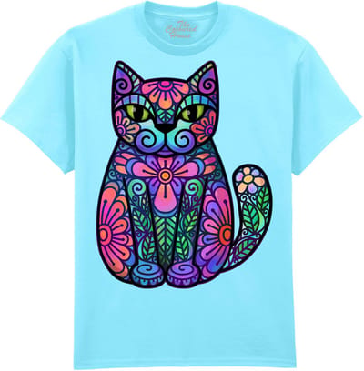 Katten Bloemen Flowers And Leaves Cat The Coloured House T-shirt M