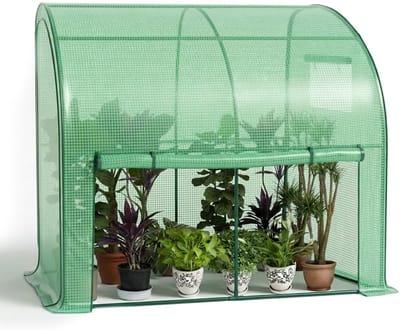 Famanu - Foliekas Anleunkas 200×100×180 cm - Winterharde Tomatenkas met Oprolbare Zijwanden, Stabiel Metalen Frame & Waterdichte Groen