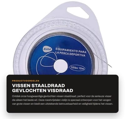 Dailygoods- Visdraad Roestvrij staal - Gevlochten Leider - Plastic Bedekking - 7 Strengen - Zeer Sterk - Ideaal voor Grote Mond Vissen - Vislijn