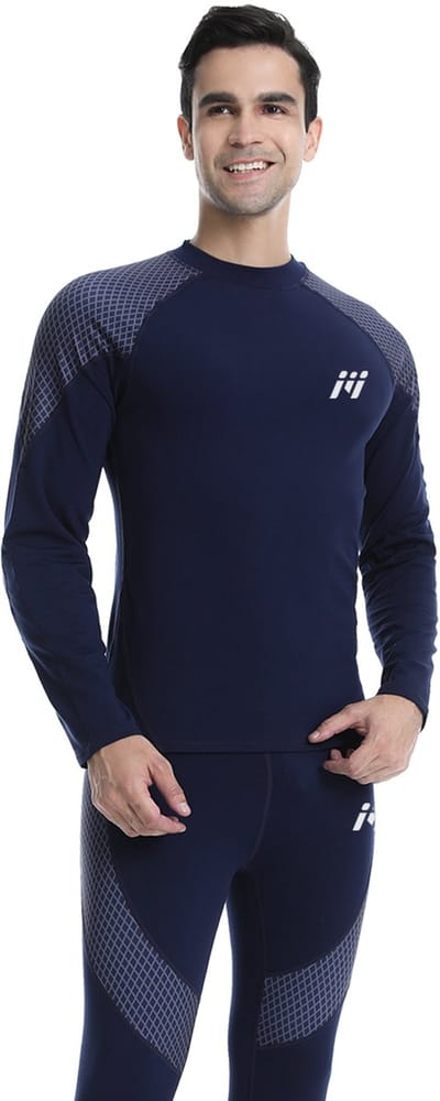 MEETHOO Heren Thermo Ondergoed Set - Thermoshirt & Thermobroek Heat Booster Series - Voor Wandelen, Skiën, Joggen, Fietsen, Motorrijden, Lopen, Klimmen, Trainen, Yoga, Snowboarden, Jagen & Vissen-Blauw-XL