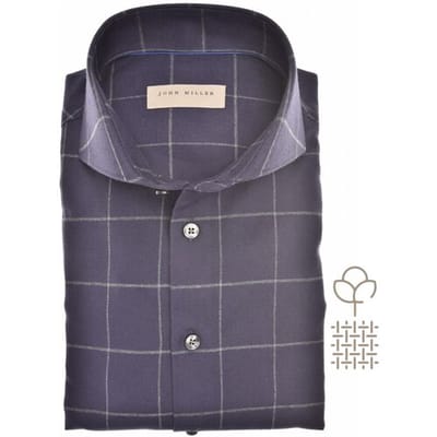 John Miller Overhemd Slim Cutaway Flanel Large Check Navy / male
