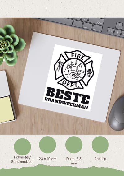 Akyol - beste brandweerman Muismat - Beste brandweerman - firefighter - cadeau - 23 bij 19 cm
