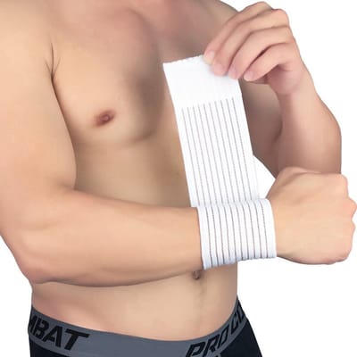 New Age Devi - 2x Sport Polsbandage wit - Pols bescherming Zwachtel Polsband met klitteband wordt 2x Polsbandage voor sport wit - Polsbescherming Zwachtel Polsband met klitteband
