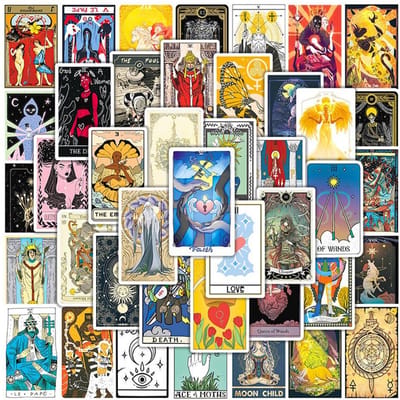 50 Stuks Mythische Tarot Stickers Doe-het-zelf Laptop Notitieboek Scrapbook Kantoorbenodigdheden Decal Magische Astrologie Waarzeggerij Sticker Kinderen Cadeau Speelgoed gray