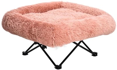 Hondenstretcher Fluffy - Roze - Honden Katten Stretcher - Hondenbed Hangmat - Ligstoel - Uitklapbaar - Draagbaar - 72 x 72 cm