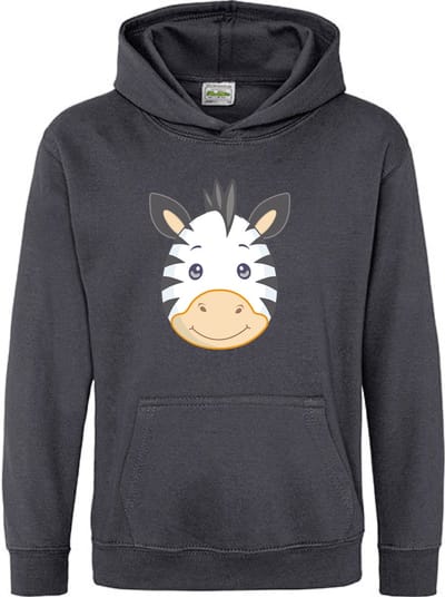 Pixeline Hoodie Zebra Face Grijs 1-2 jaar - Pixeline - Trui - Stoer - Dier - Kinderkleding - Hoodie - Dierenprint - Animal - Kleding