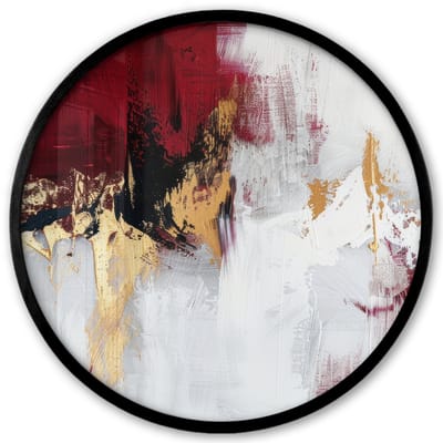 Poster in lijst Rond - Fotolijst 40x40 cm - Posters - Rood - Marmer - Abstract - Goud - Modern - Ronde posterlijst zwart - Decoratie - Wanddecoratie woonkamer - Muurdecoratie slaapkamer