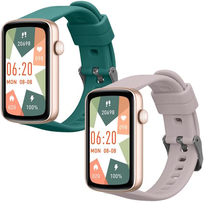 kwmobile 2x horlogebandjes geschikt voor SHANG WING L2 bandje - Smartwatch bandjes van TPU - Activity tracker horloge band in donkergroen / lavendel