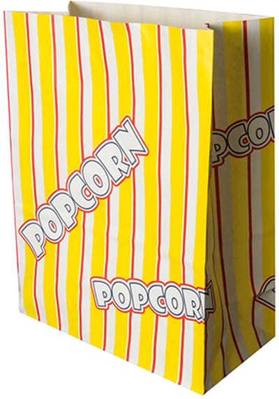 100 Popcorn zak, Ersatz papier 4,5 l 24,5 cm x 19 cm x 9,5 cm Popcorn vetvrij