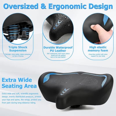 Fietszadel Heren en Dames - Comfortabel Fiets Zadel - Unisex - Waterbestendig - Ergonomisch - Zadelvorm